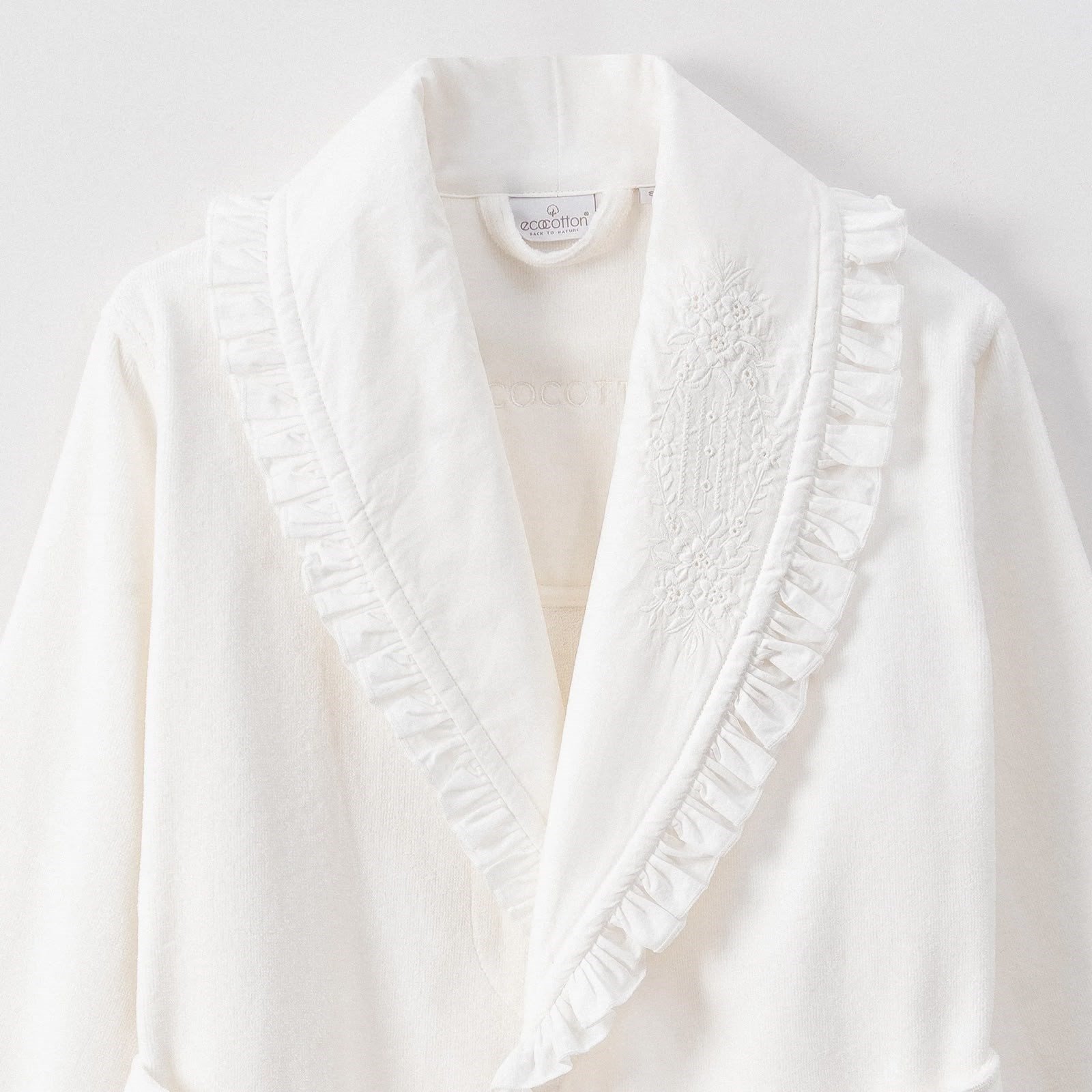 Eco Cotton Nare Aile Bornoz Seti Organik Pamuk Krem-Krem M/L