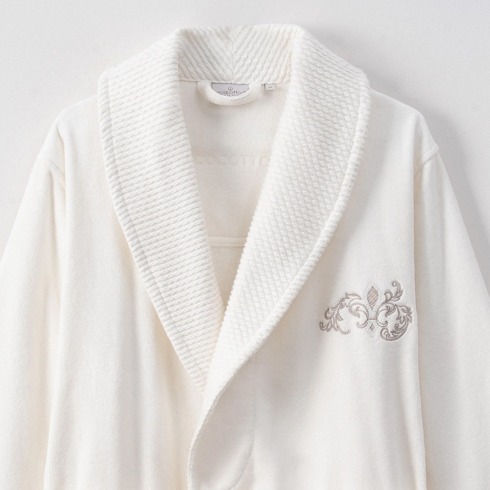 Eco Cotton Nare Aile Bornoz Seti Organik Pamuk Krem-Krem M/L