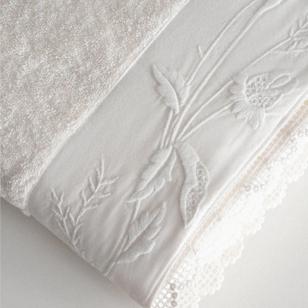 Eco Cotton Paye Aile Bornoz Seti Organik Pamuk Krem-Krem M/L