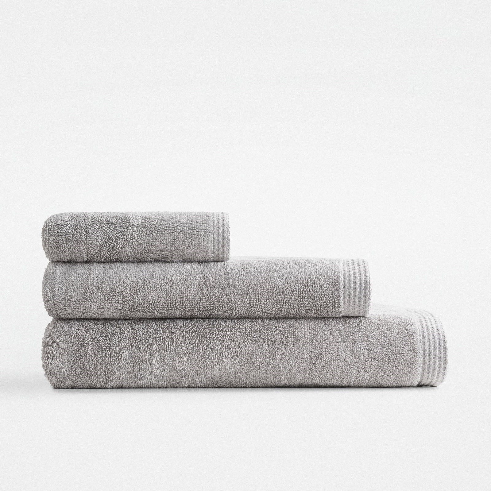 Eco Cotton Pure Cotton 3'lü Havlu Seti Organik Pamuk Kelebek Bordürlü Gri