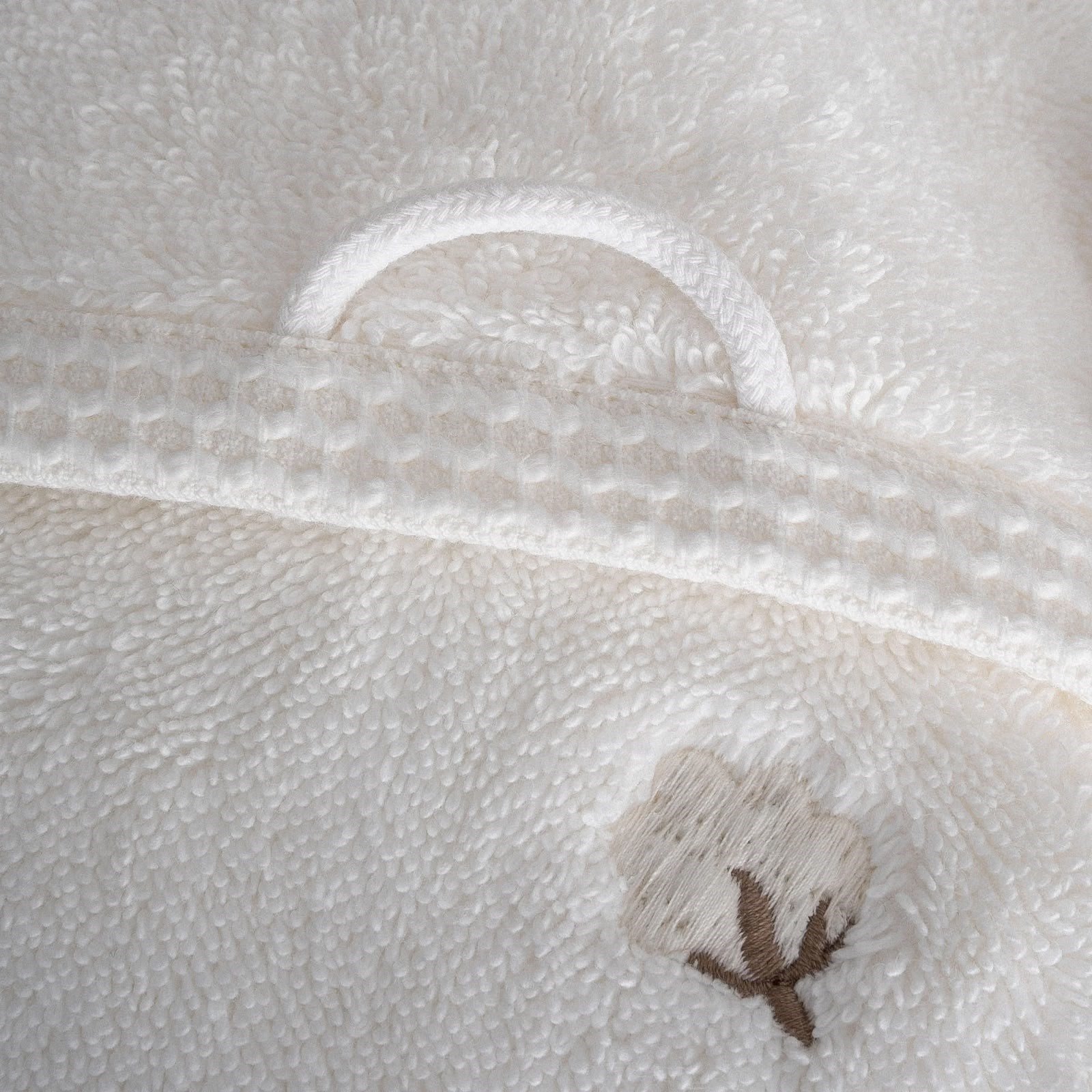 Eco Cotton Pure Cotton 3'lü Havlu Seti Organik Pamuk Kelebek Bordürlü Krem