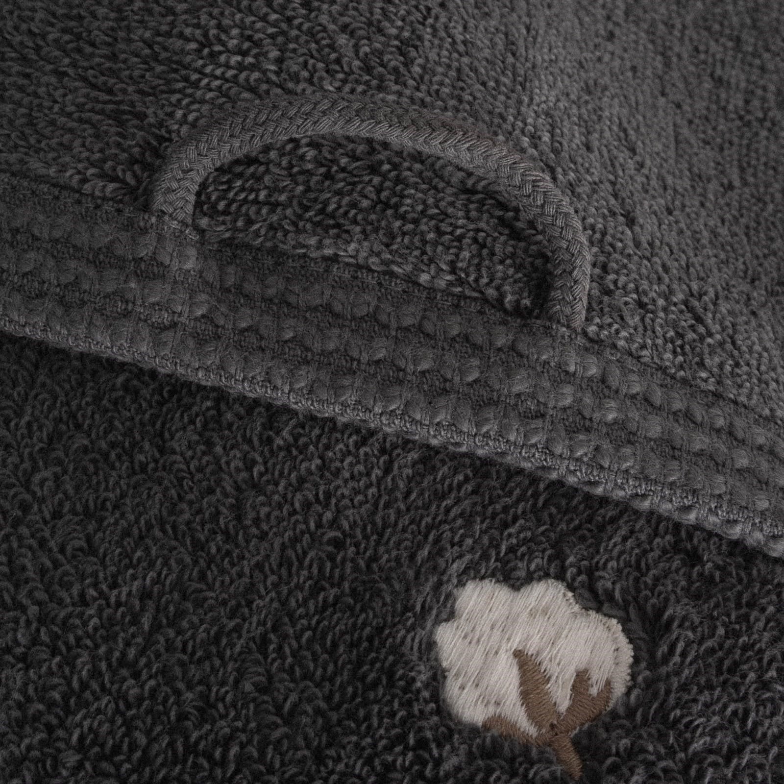 Eco Cotton Pure Cotton 3'lü Havlu Seti Organik Pamuk Kelebek Bordürlü Antrasit