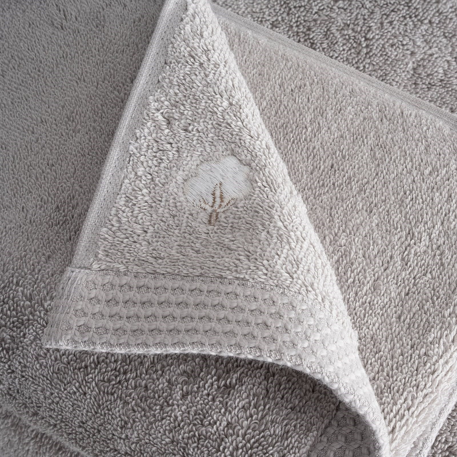 Eco Cotton Pure Cotton 3'lü Havlu Seti Organik Pamuk Kelebek Bordürlü Gri