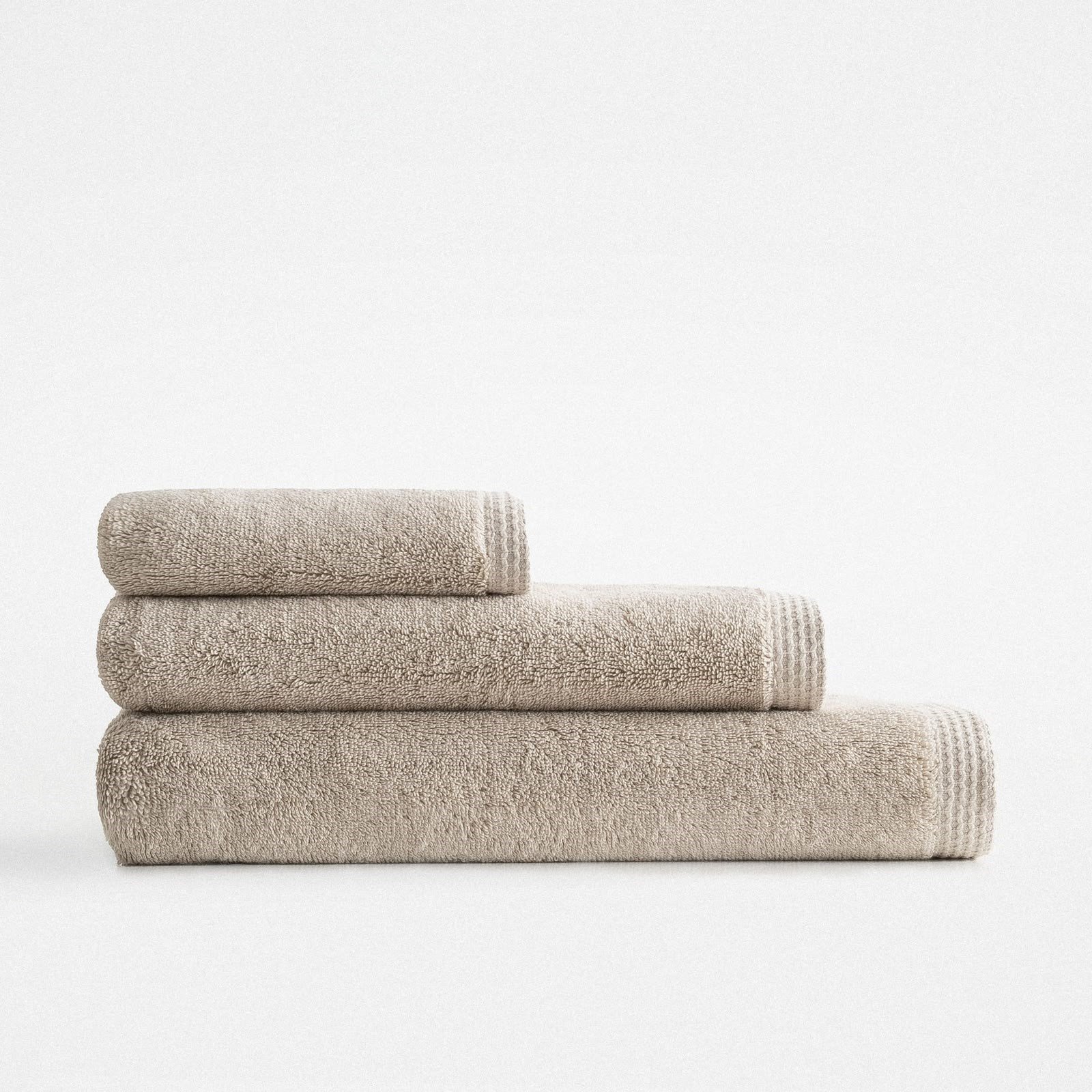 Eco Cotton Pure Cotton 3'lü Havlu Seti Organik Pamuk Kelebek Bordürlü Bej