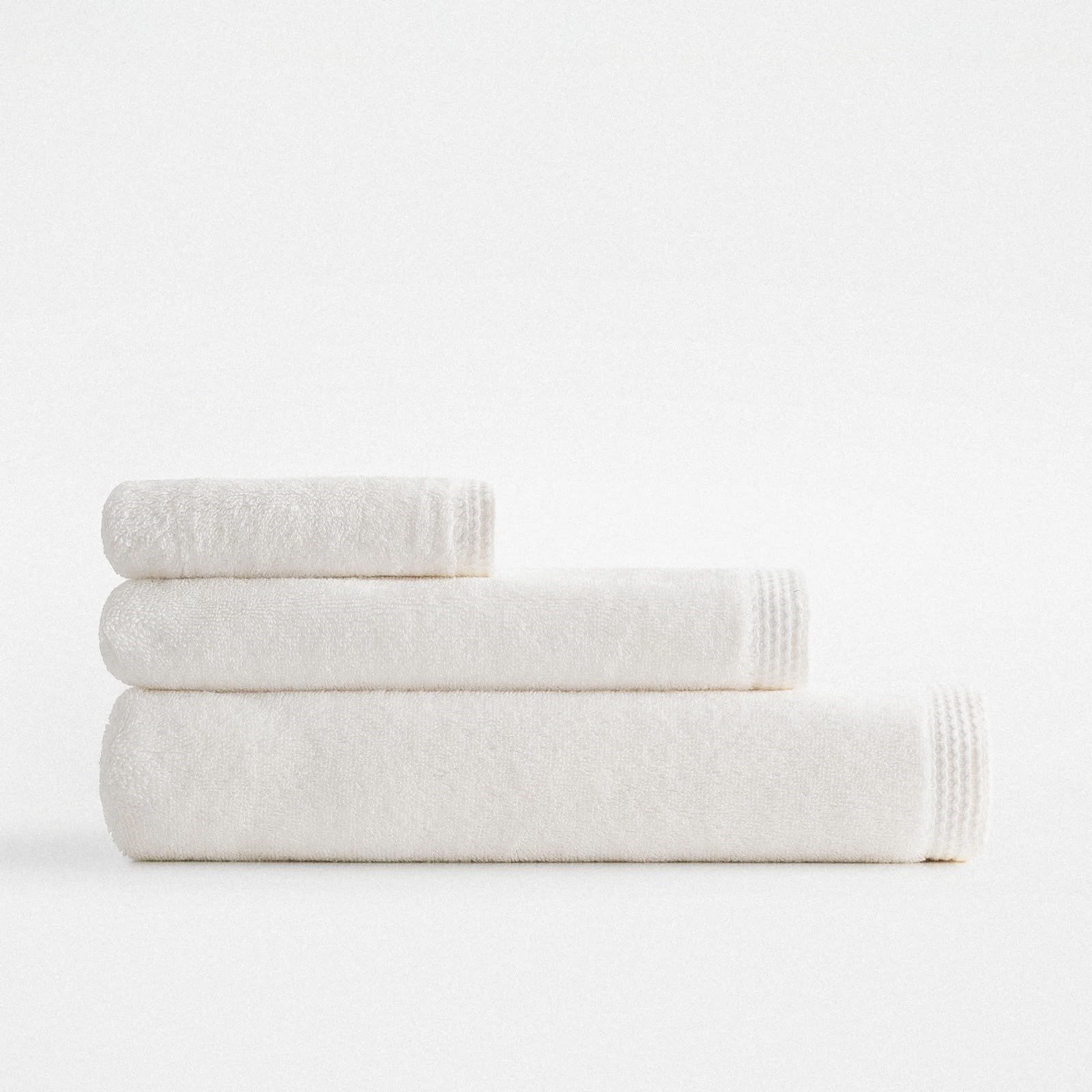 Eco Cotton Pure Cotton 3'lü Havlu Seti Organik Pamuk Kelebek Bordürlü Krem