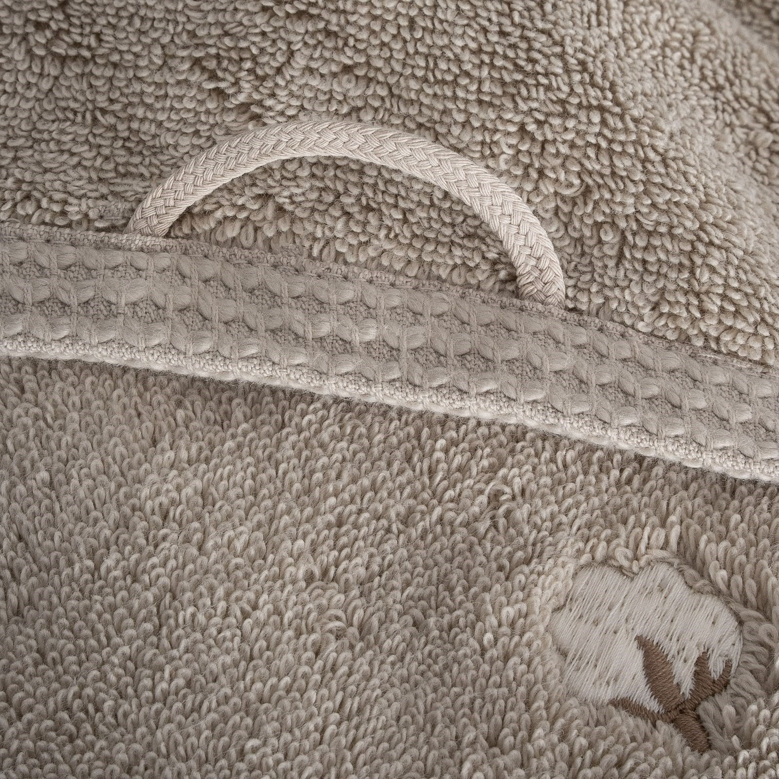 Eco Cotton Pure Cotton 3'lü Havlu Seti Organik Pamuk Kelebek Bordürlü Bej
