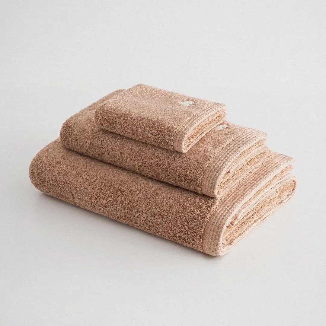 Eco Cotton Pure Cotton 3'lü Havlu Seti Organik Pamuk Kelebek Bordürlü Kahve