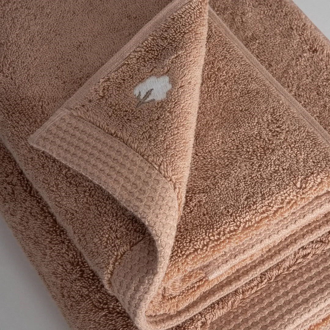 Eco Cotton Pure Cotton 3'lü Havlu Seti Organik Pamuk Kelebek Bordürlü Kahve