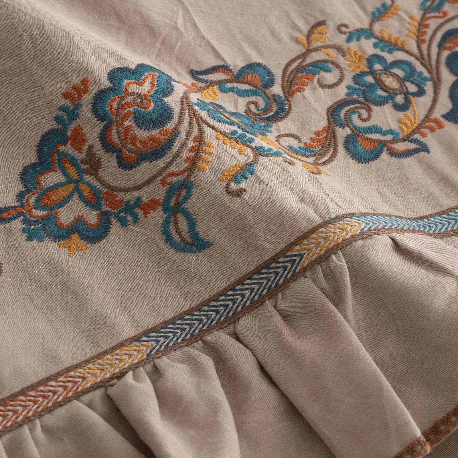 Eco Cotton Revna Çift Kişilik Nevresim Takımı Organik Pamuk Saten Bej