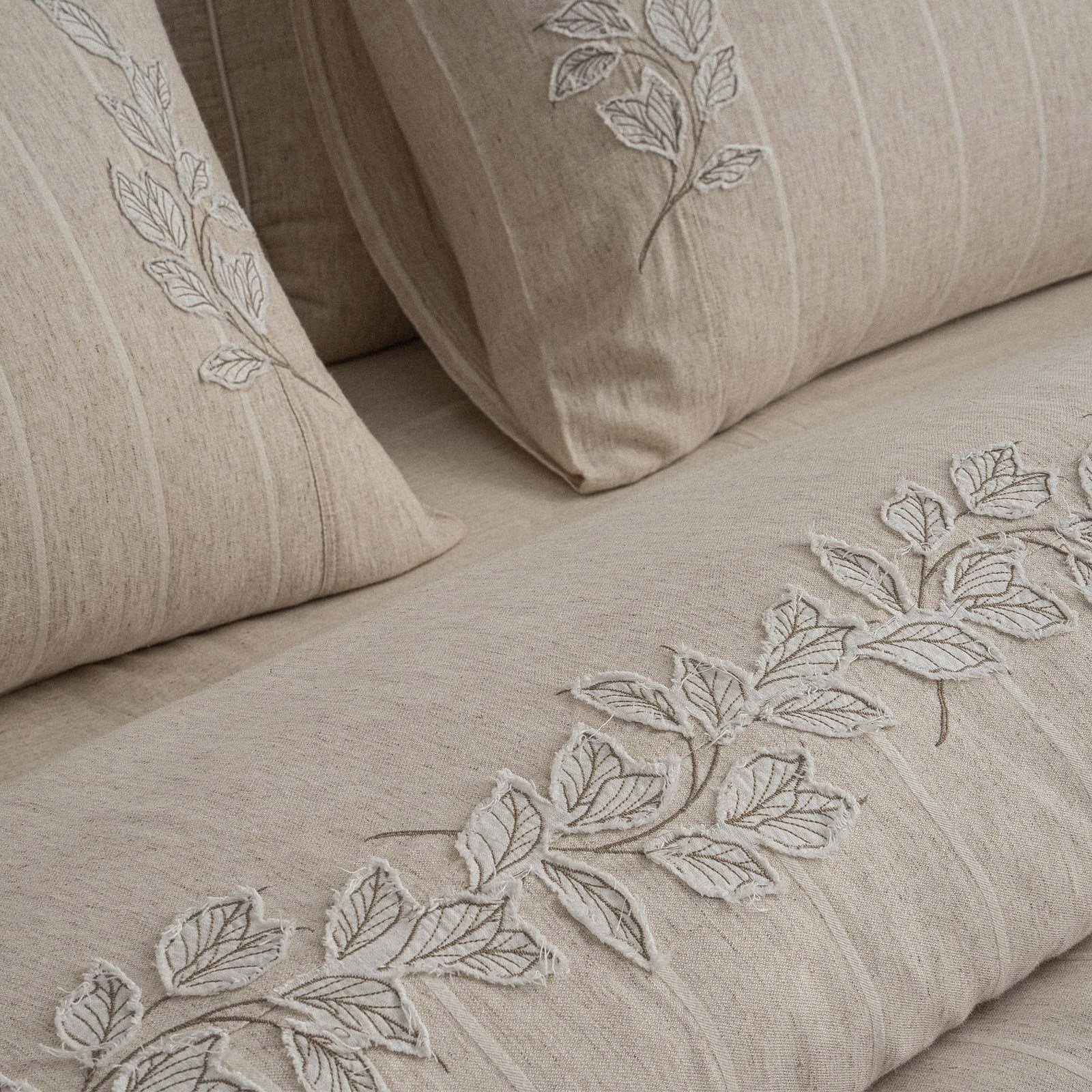 Eco Cotton Samira Battal Boy Nevresim Takımı Organik Pamuk Kenevir Karışımlı Bej