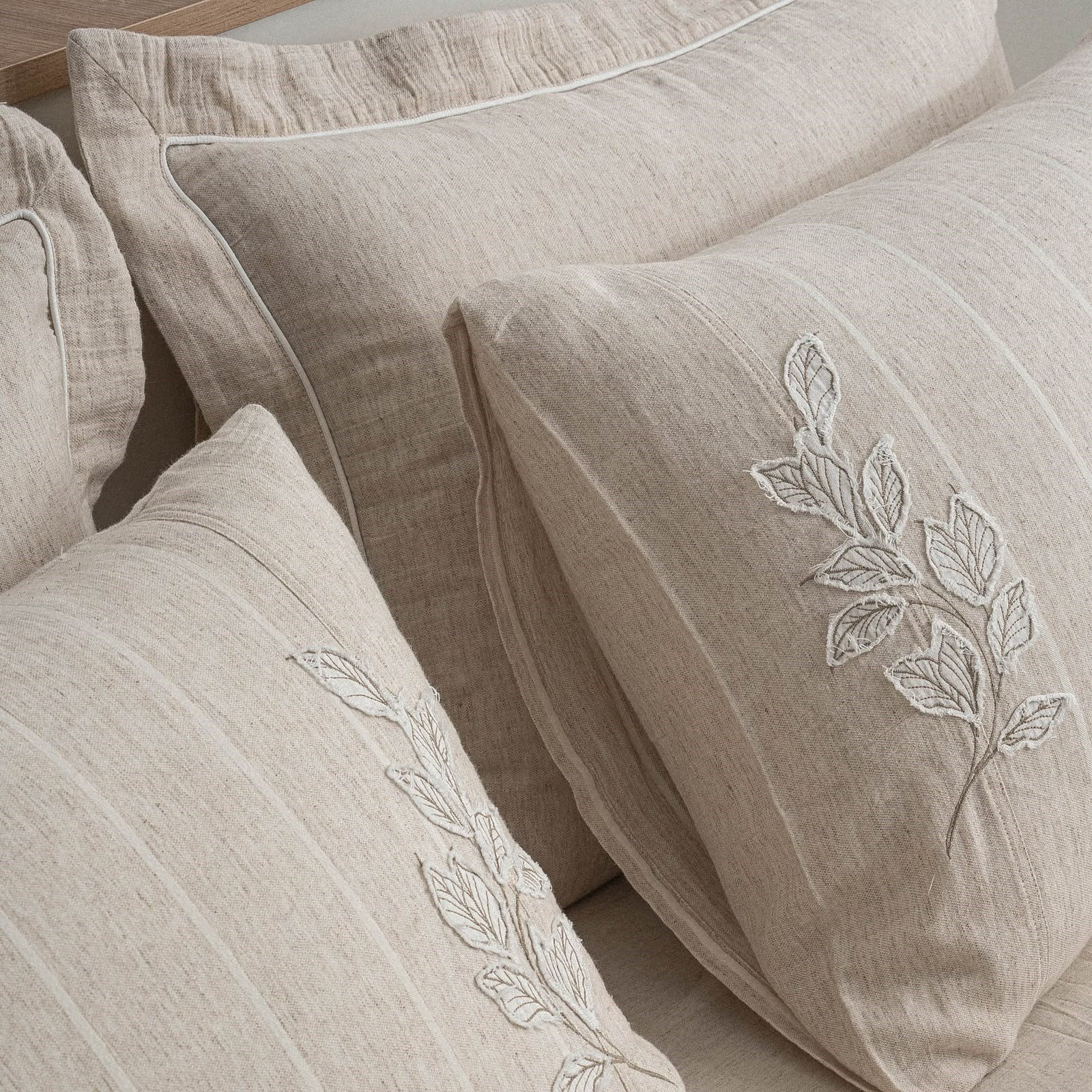 Eco Cotton Samira Çift Kişilik Nevresim Takımı Organik Pamuk Kenevir Karışımlı Bej