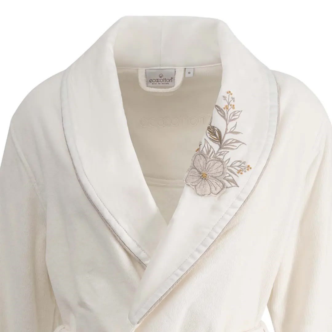 Eco Cotton Vanya Aile Bornoz Seti Organik Pamuk Krem-Krem M/L