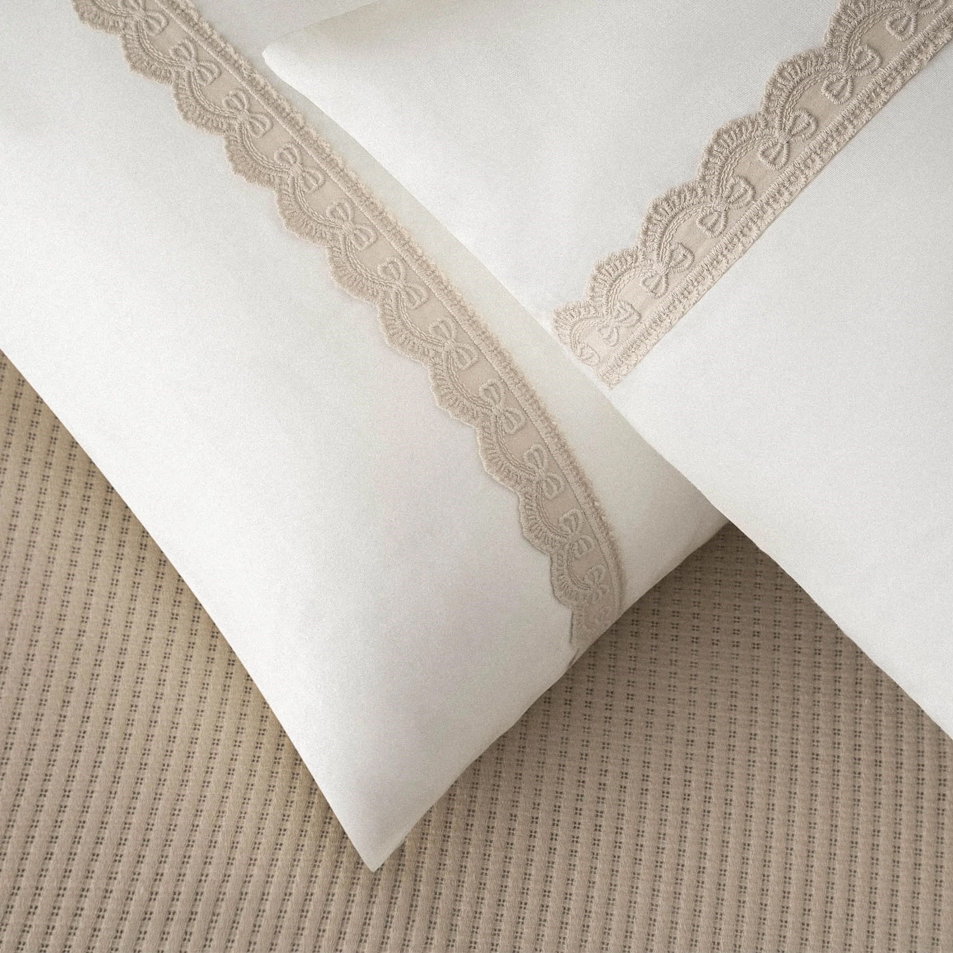 Ecocotton Alessa Çift Kişilik Pike Takımı Organik Pamuk Bej