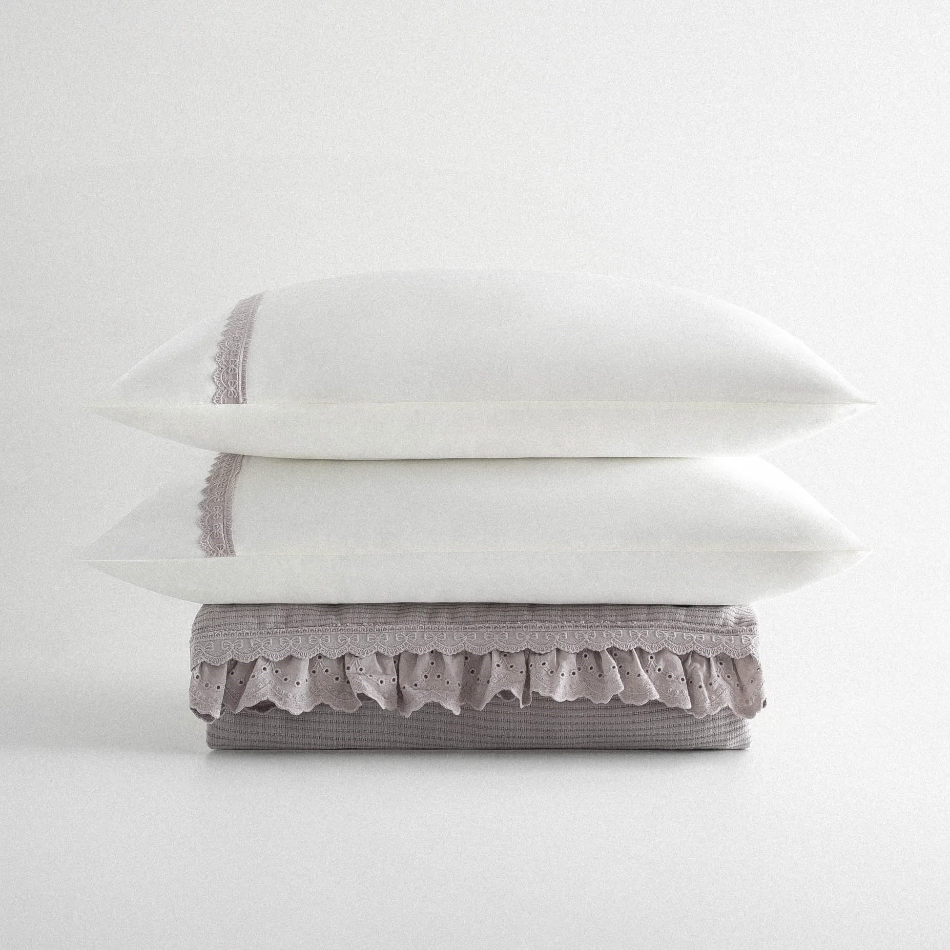 Ecocotton Alessa Çift Kişilik Pike Takımı Organik Pamuk Gri