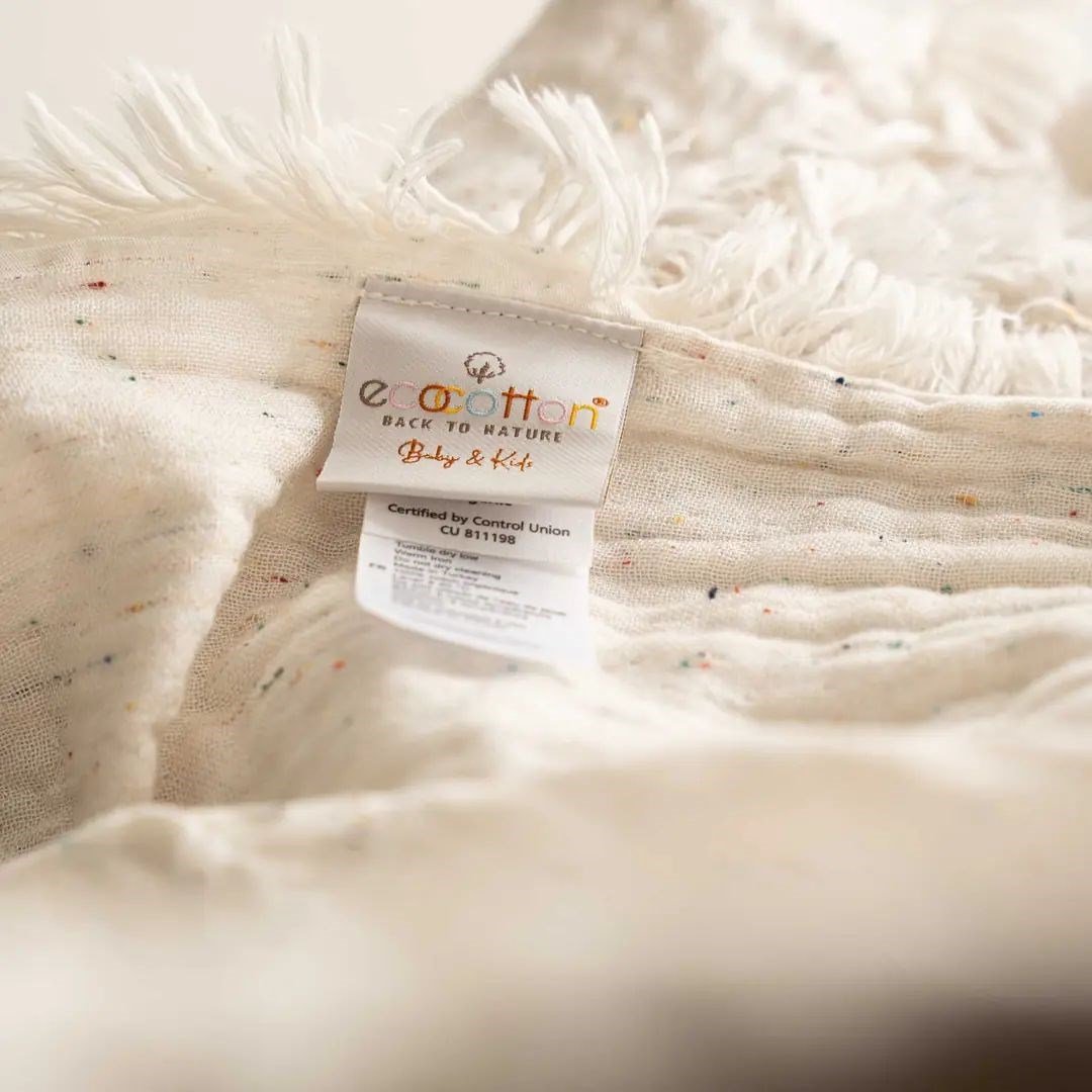 Ecocotton Alinda Bebek Yatak Örtüsü Organik Pamuk Müslin Krem