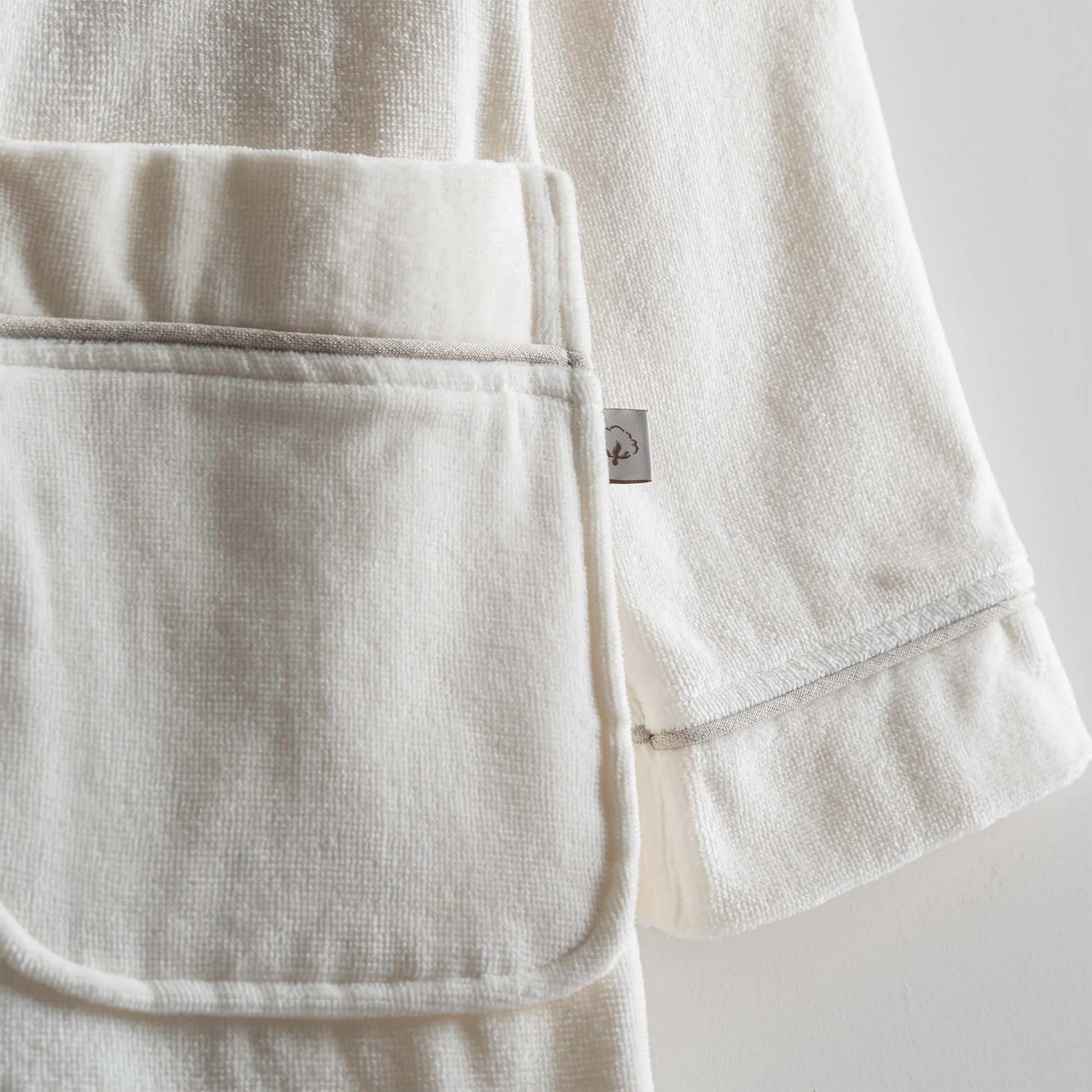 Ecocotton Ayliz Kadın Bornoz Organik Pamuk Keten Krem