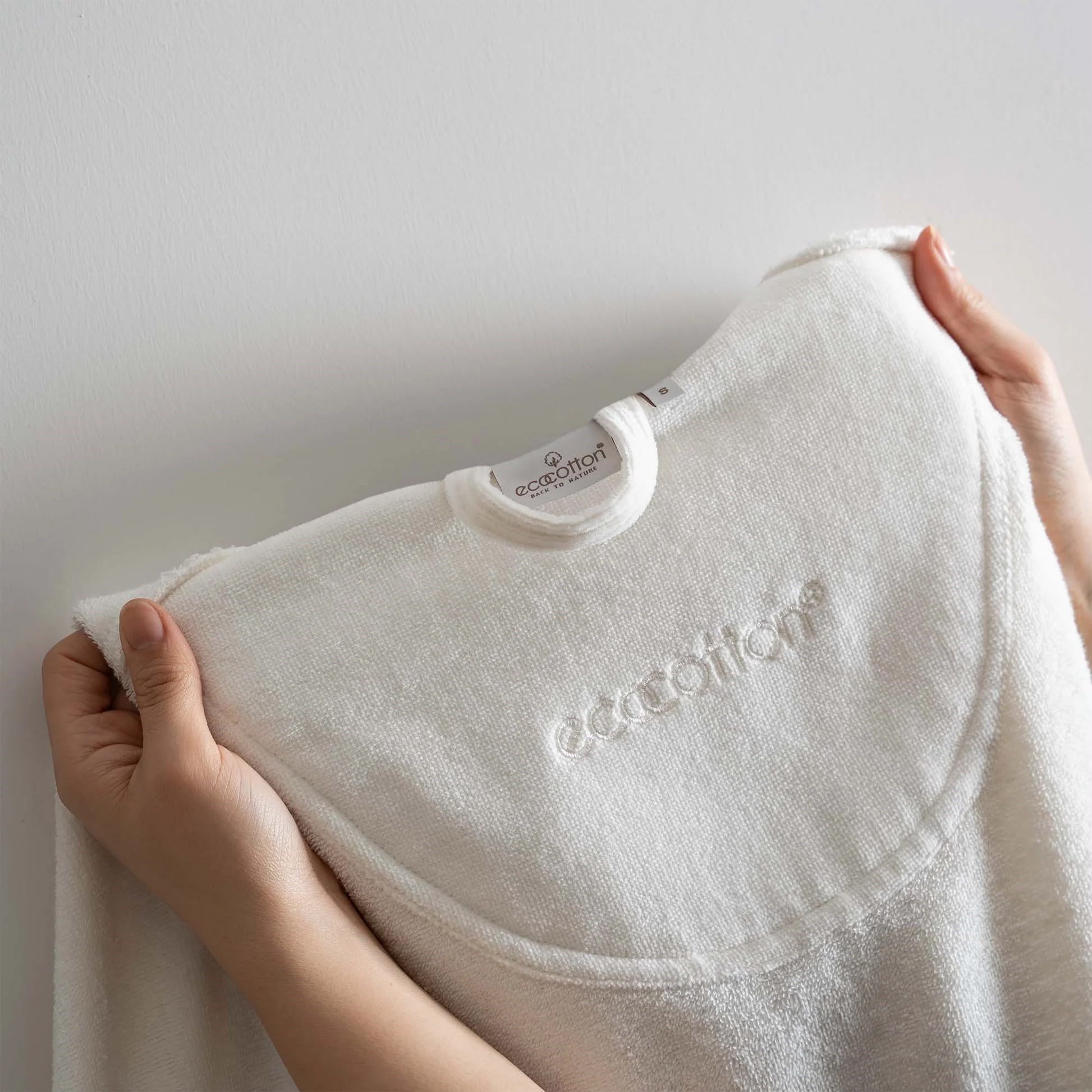 Ecocotton Ayliz Kadın Bornoz Organik Pamuk Keten Krem