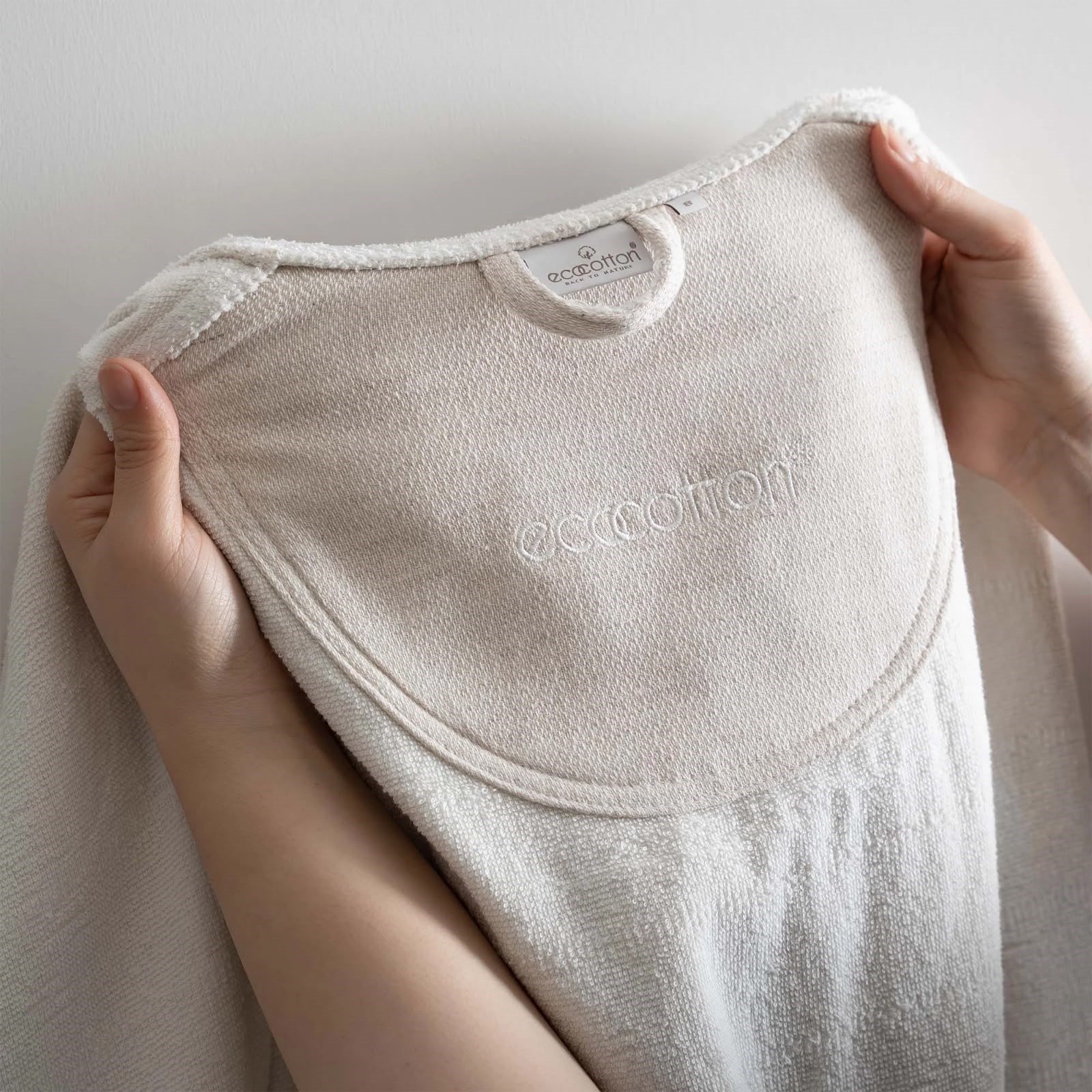 Ecocotton Hasna Kadın Bornoz Organik Pamuk Keten Bej