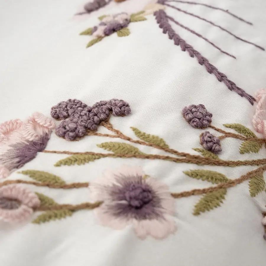 Ecocotton İlay Bebek Nevresim Takımı Organik Pamuk Saten El Nakışlı Krem