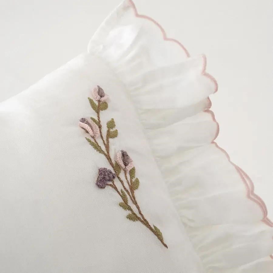 Ecocotton İlay Bebek Nevresim Takımı Organik Pamuk Saten El Nakışlı Krem