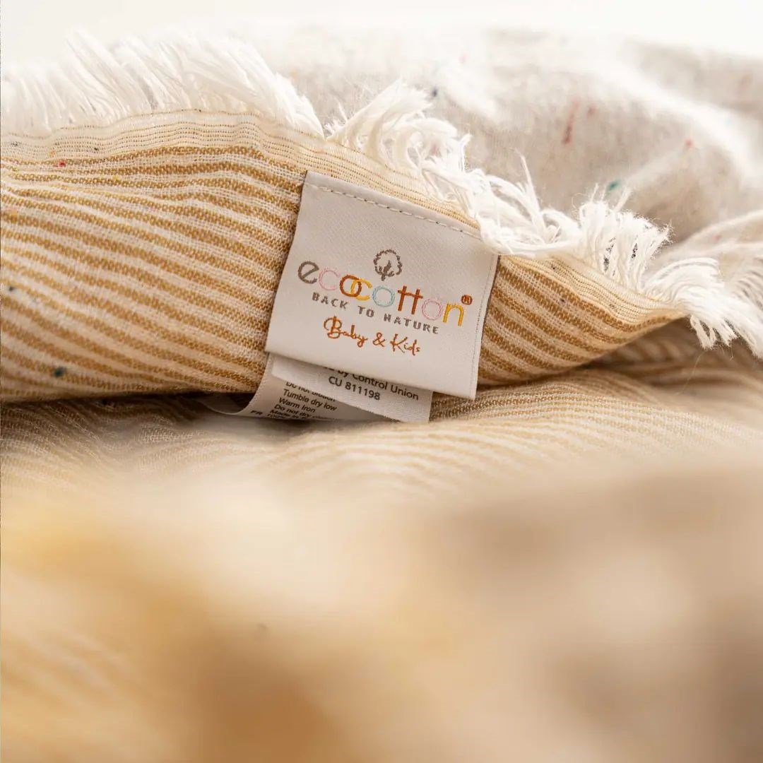 Ecocotton Melinda Bebek Yatak Örtüsü Organik Pamuk Müslin Hardal