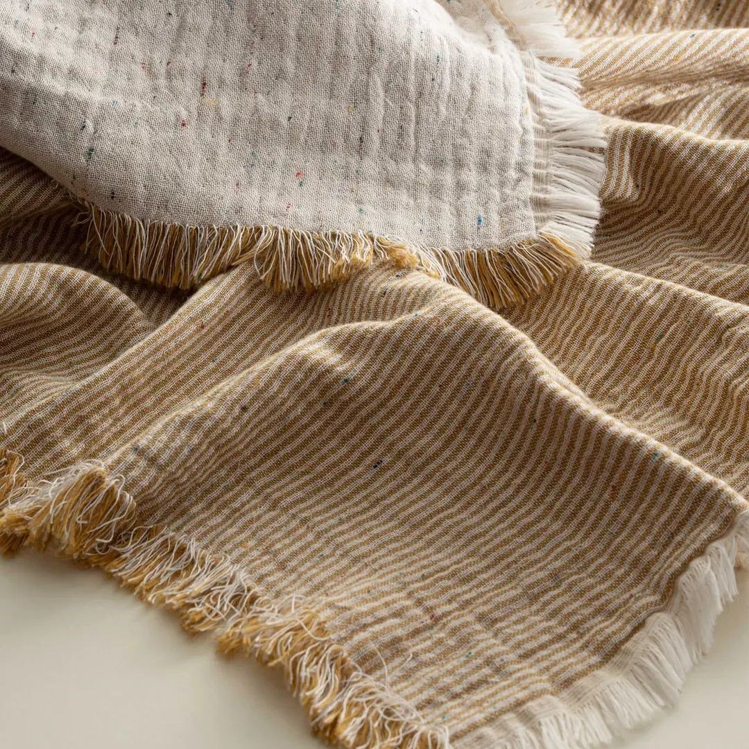 Ecocotton Melinda Bebek Yatak Örtüsü Organik Pamuk Müslin Hardal