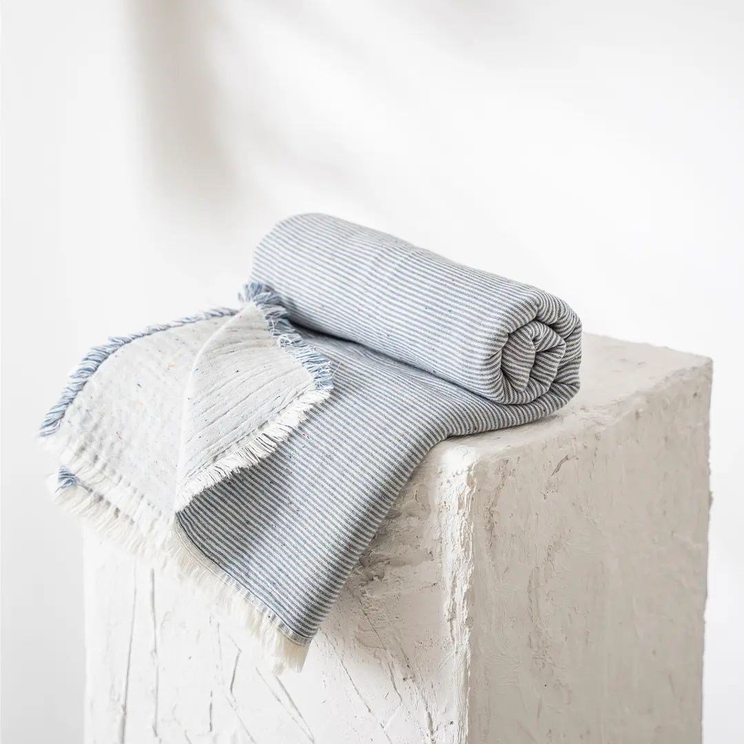 Ecocotton Melinda Bebek Yatak Örtüsü Organik Pamuk Müslin Lacivert