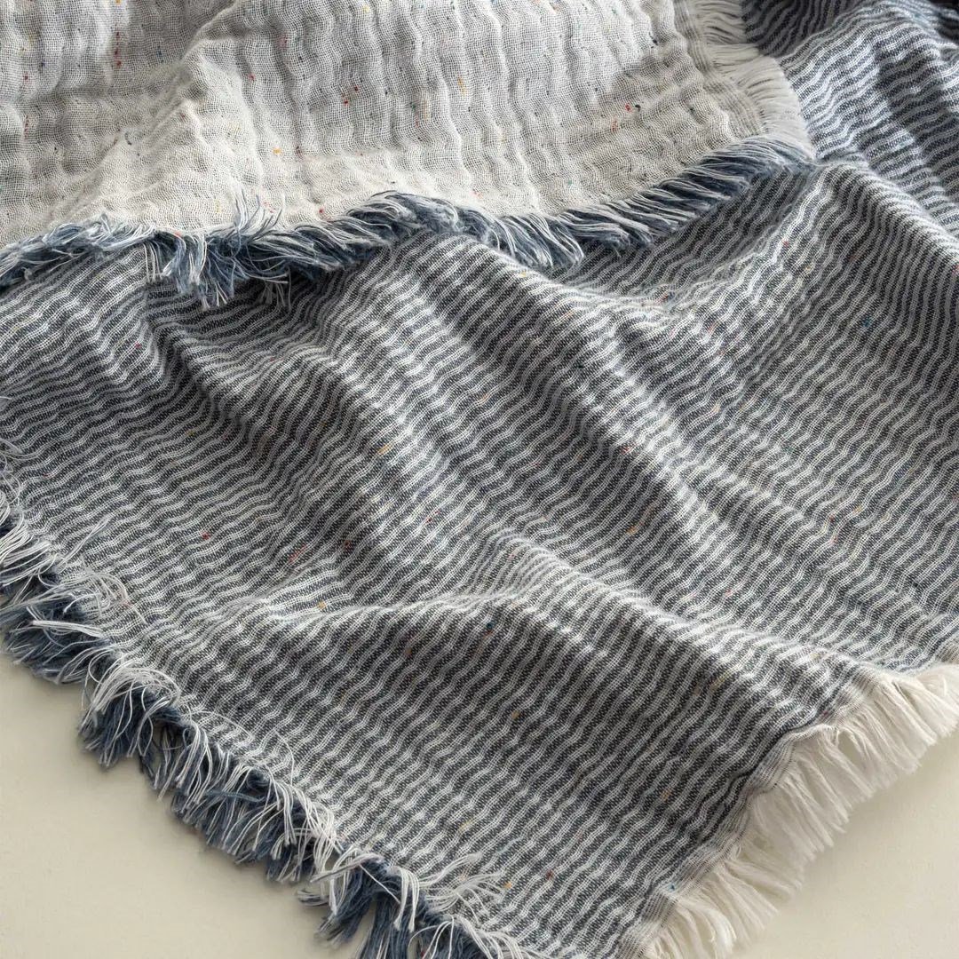 Ecocotton Melinda Bebek Yatak Örtüsü Organik Pamuk Müslin Lacivert