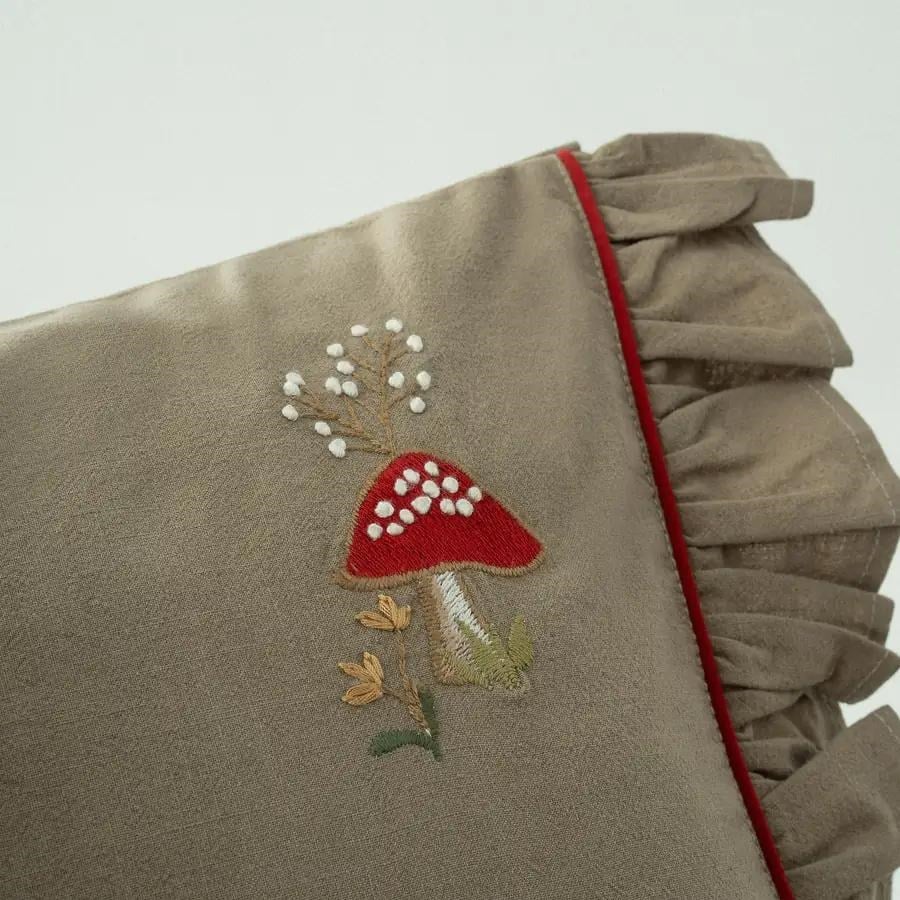 Ecocotton Meyra Bebek Nevresim Takımı Organik Pamuk Keten El Nakışlı Haki