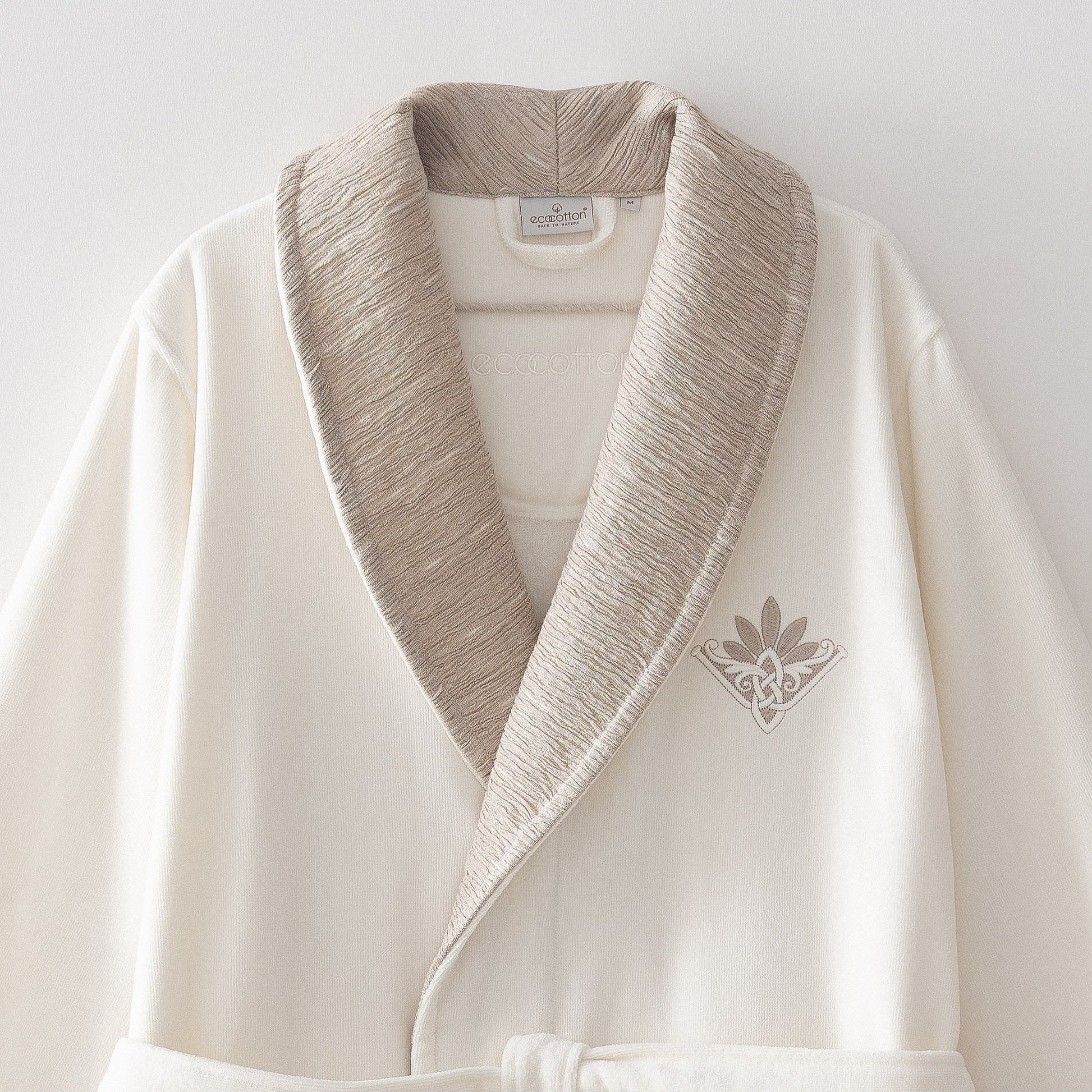 Ecocotton Mihra Erkek Bornoz Organik Pamuk Krem