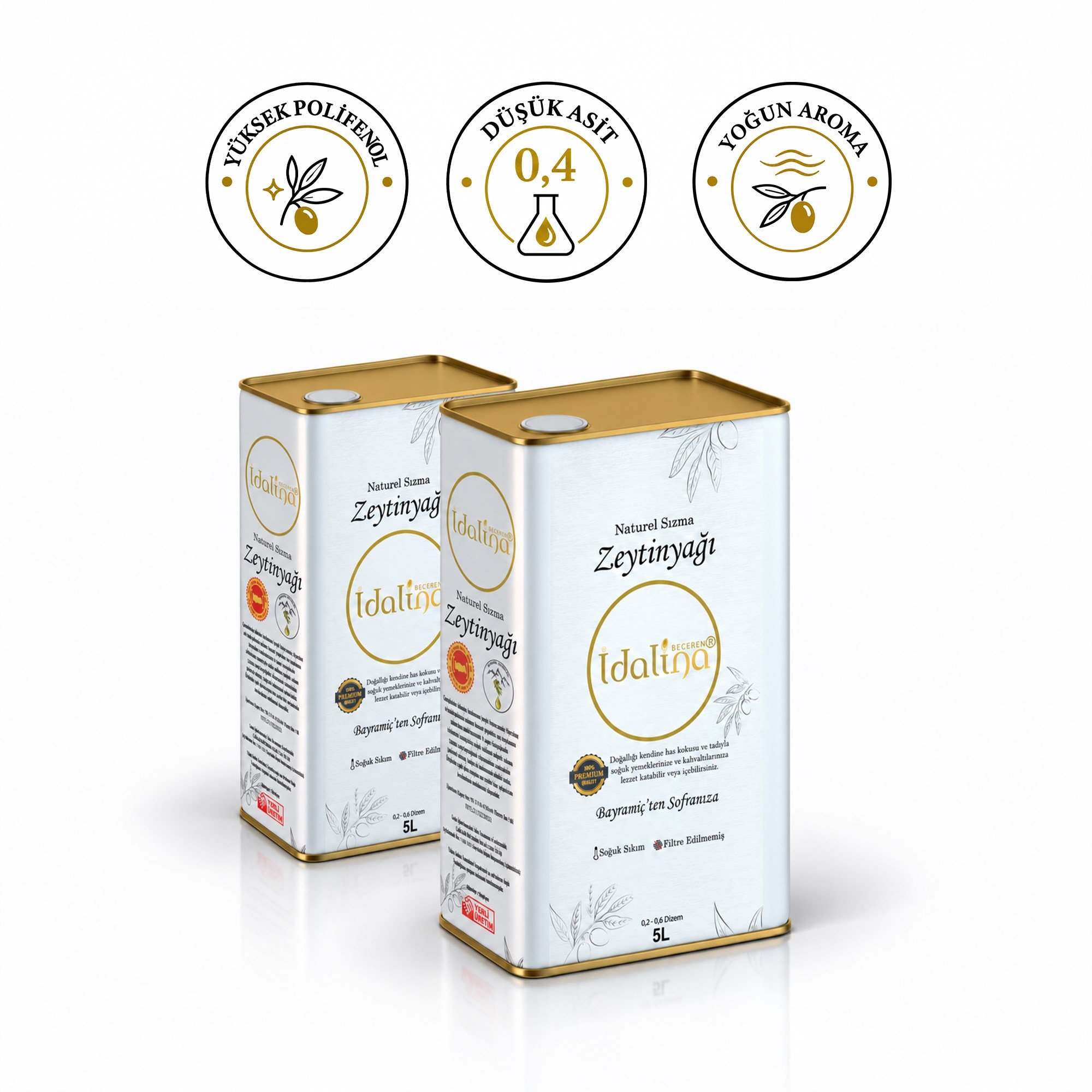 İlk Gün Hasat Soğuk Sıkım Zeytinyağı 5 L 2'li Paket