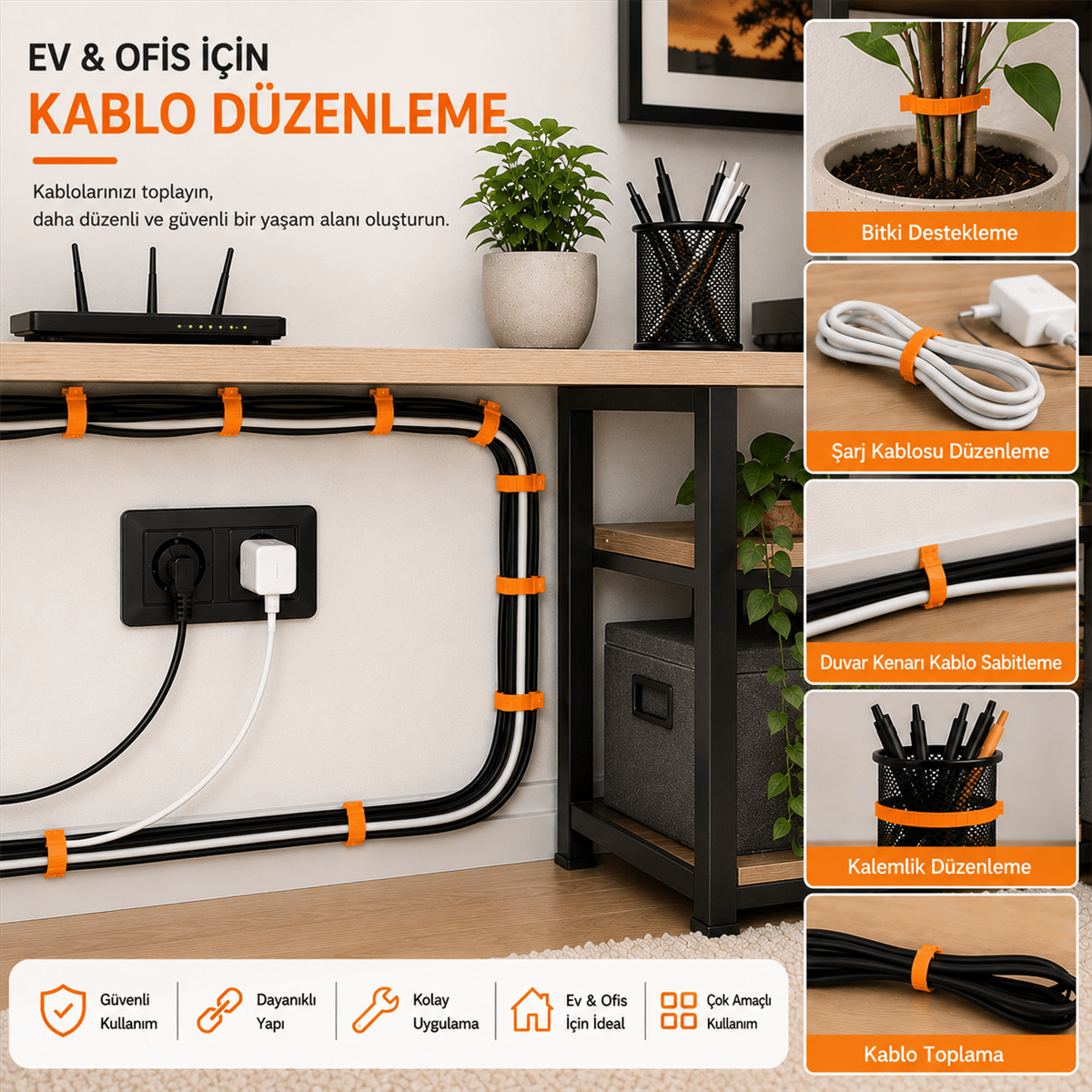 Alegron Turuncu Plastik Kelepçe 3,6 x 250 mm 100 Adet
