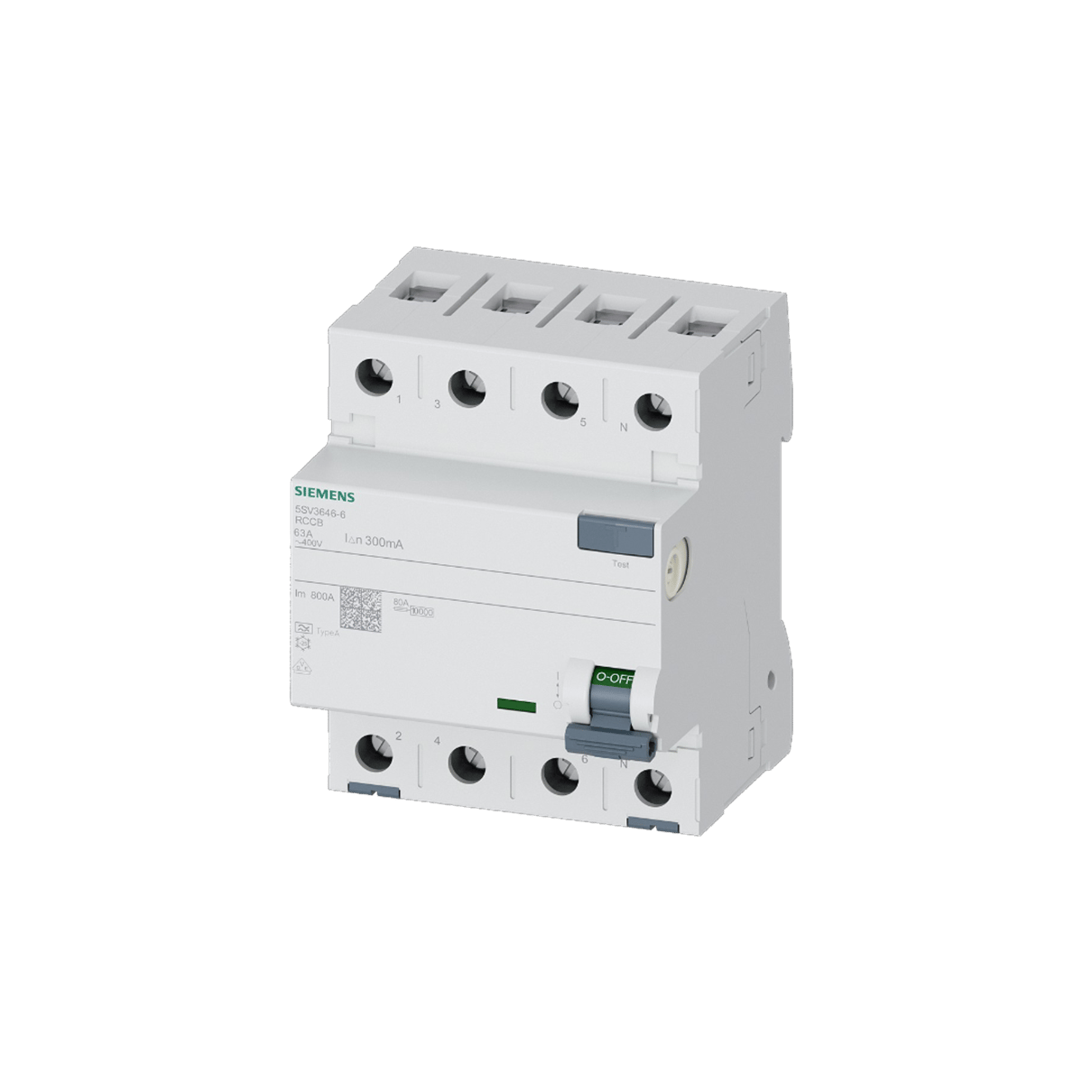 Siemens 5SV3646-6 - 63A 300mA Tip A Selektif 4P Kaçak Akım Koruma Rölesi