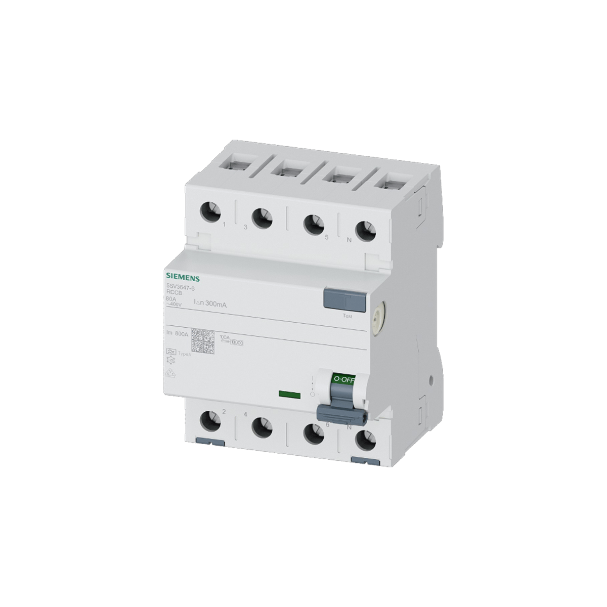 Siemens 5SV3647-6 - 80A 300mA Tip A Selektif 4P Kaçak Akım Koruma Rölesi