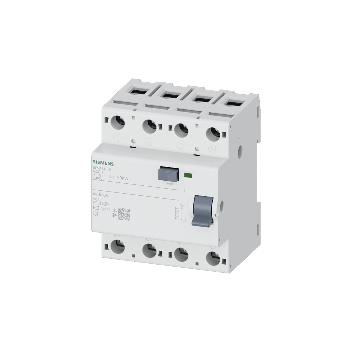 Siemens 5SV4348-0 - 100A 30mA Tip AC 4P Kaçak Akım Koruma Rölesi