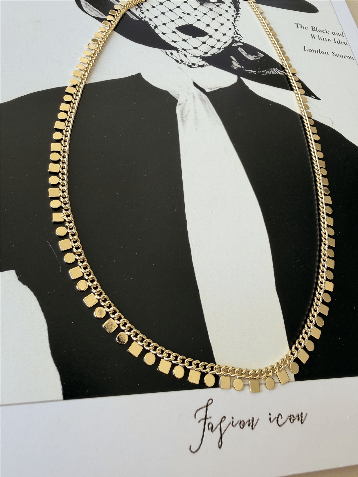 14K Çelik Pul Kolye gold