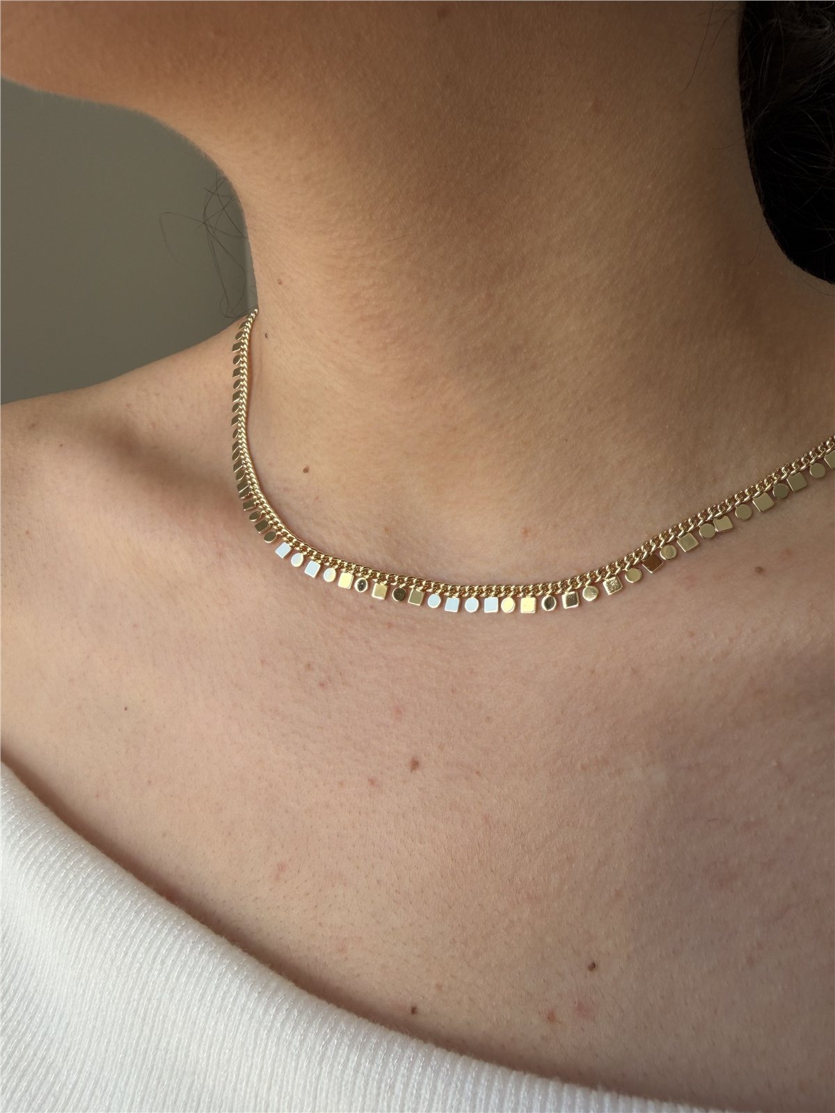 14K Çelik Pul Kolye gold