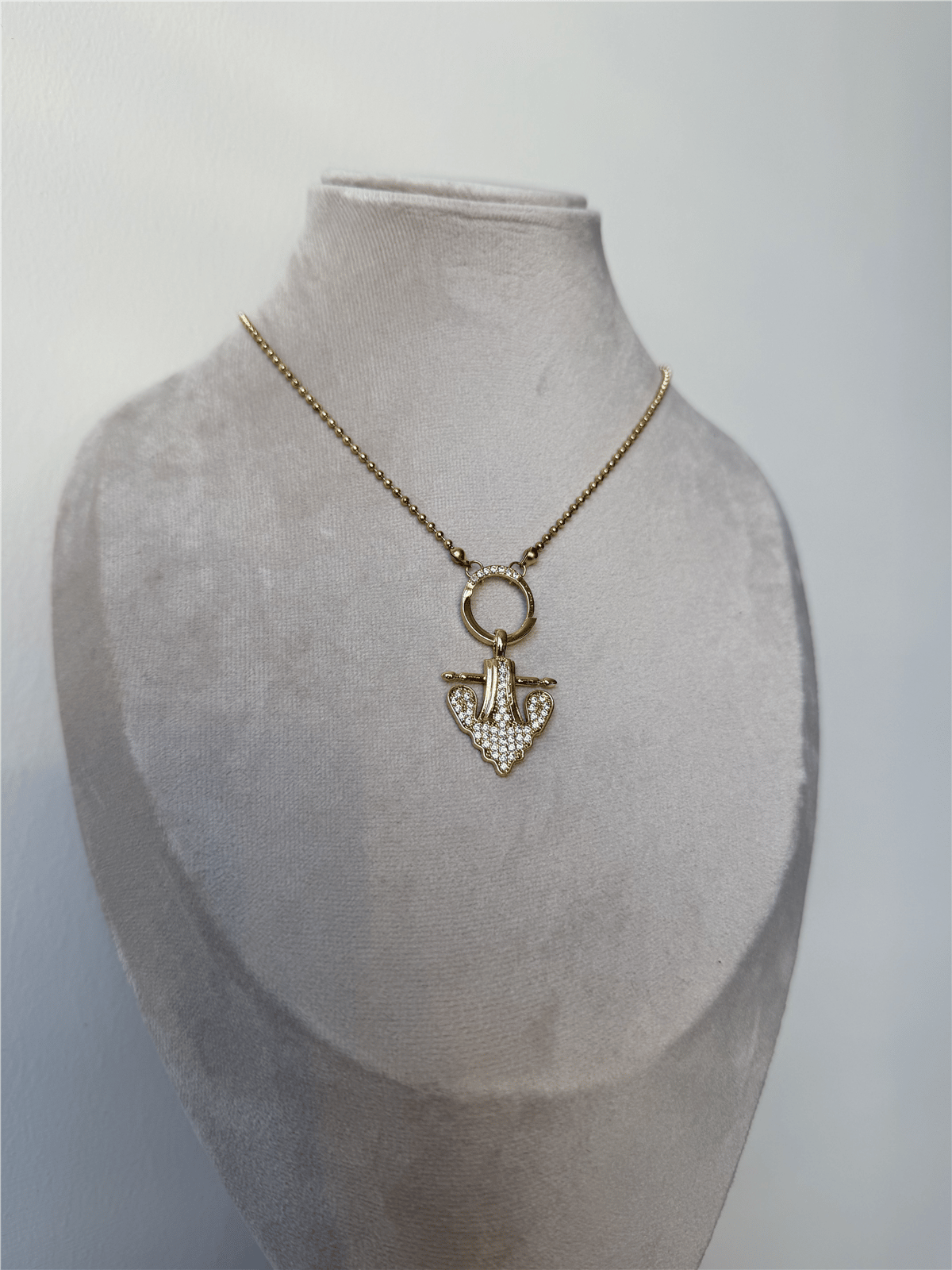Çelik Zirkon Taşlı Marka Model Serenay Kolye Gold