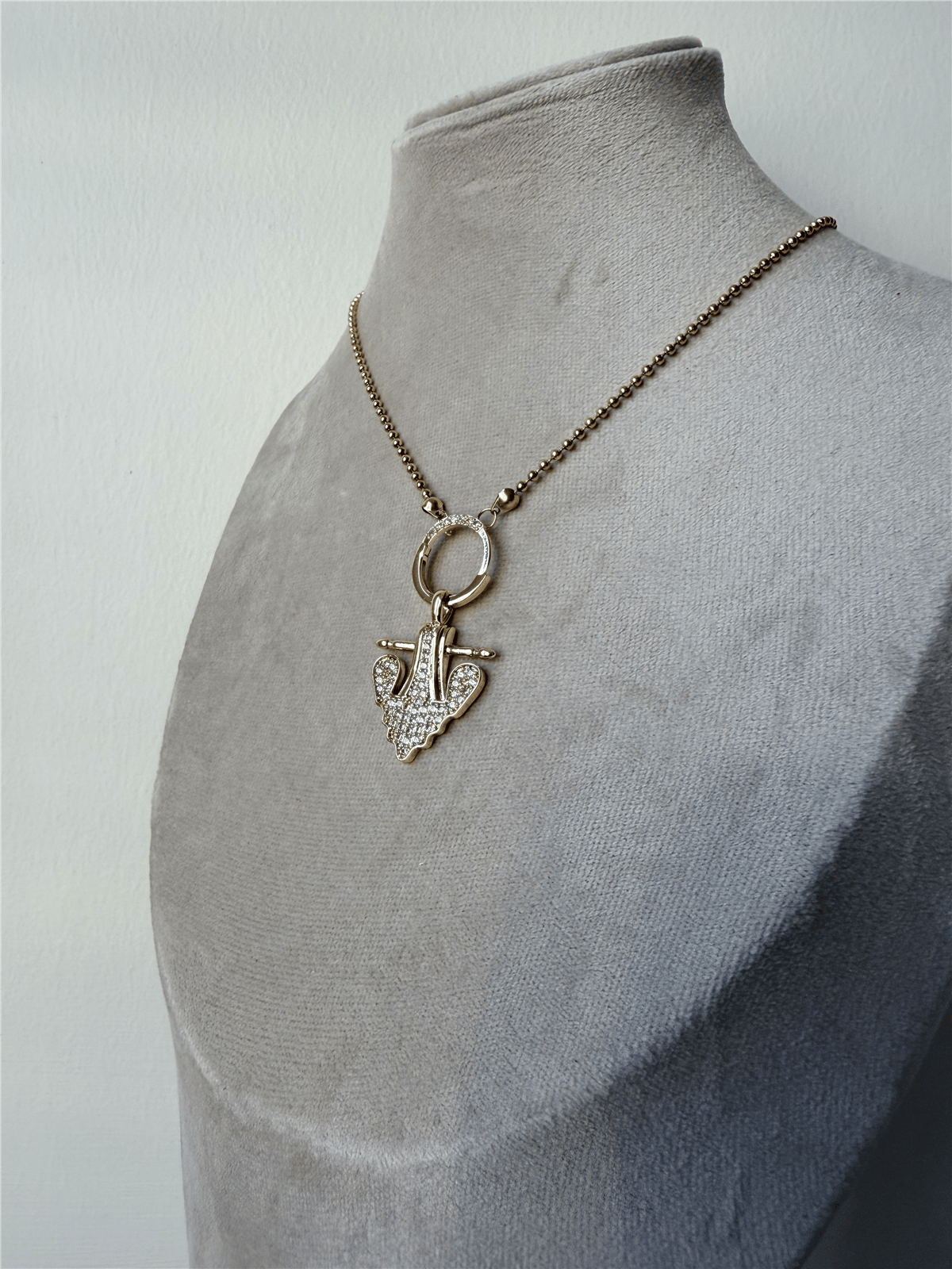 Çelik Zirkon Taşlı Marka Model Serenay Kolye Gold