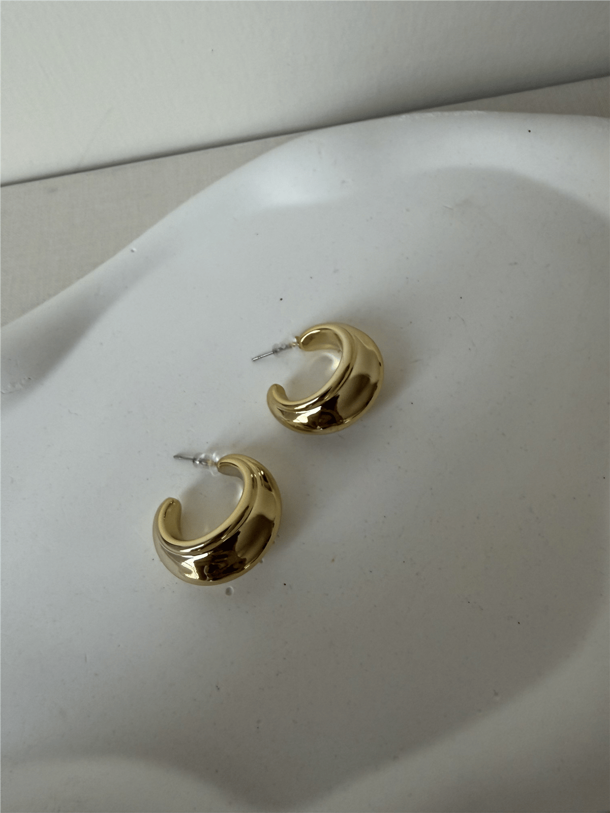 Özel Seri Kalın Bombe Tasarım Halka Küpe Gold