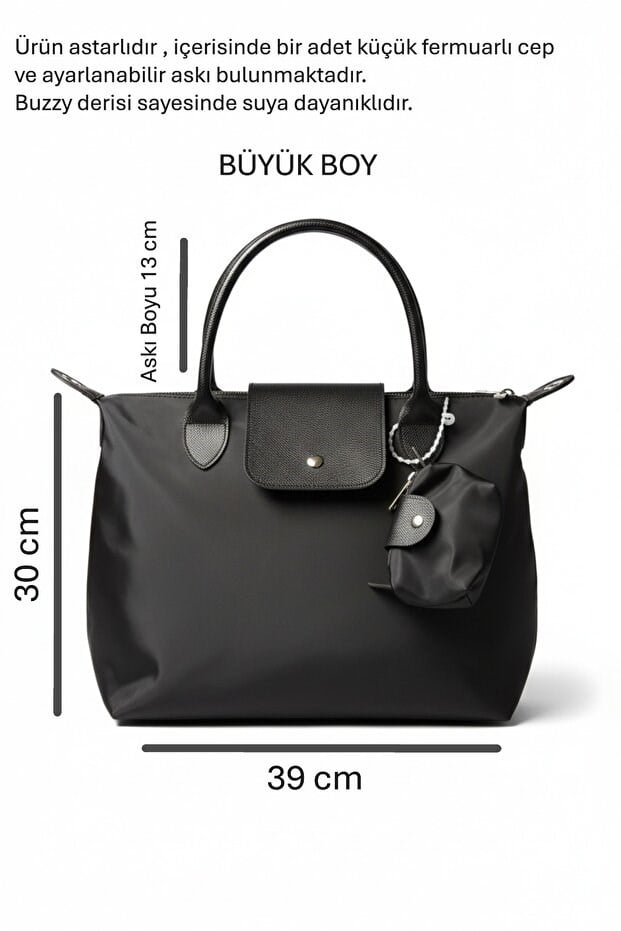 Charmlı Kahverengi Büyük Boy Suya Dayanıklı Kadın Omuz Çantası(30x39)