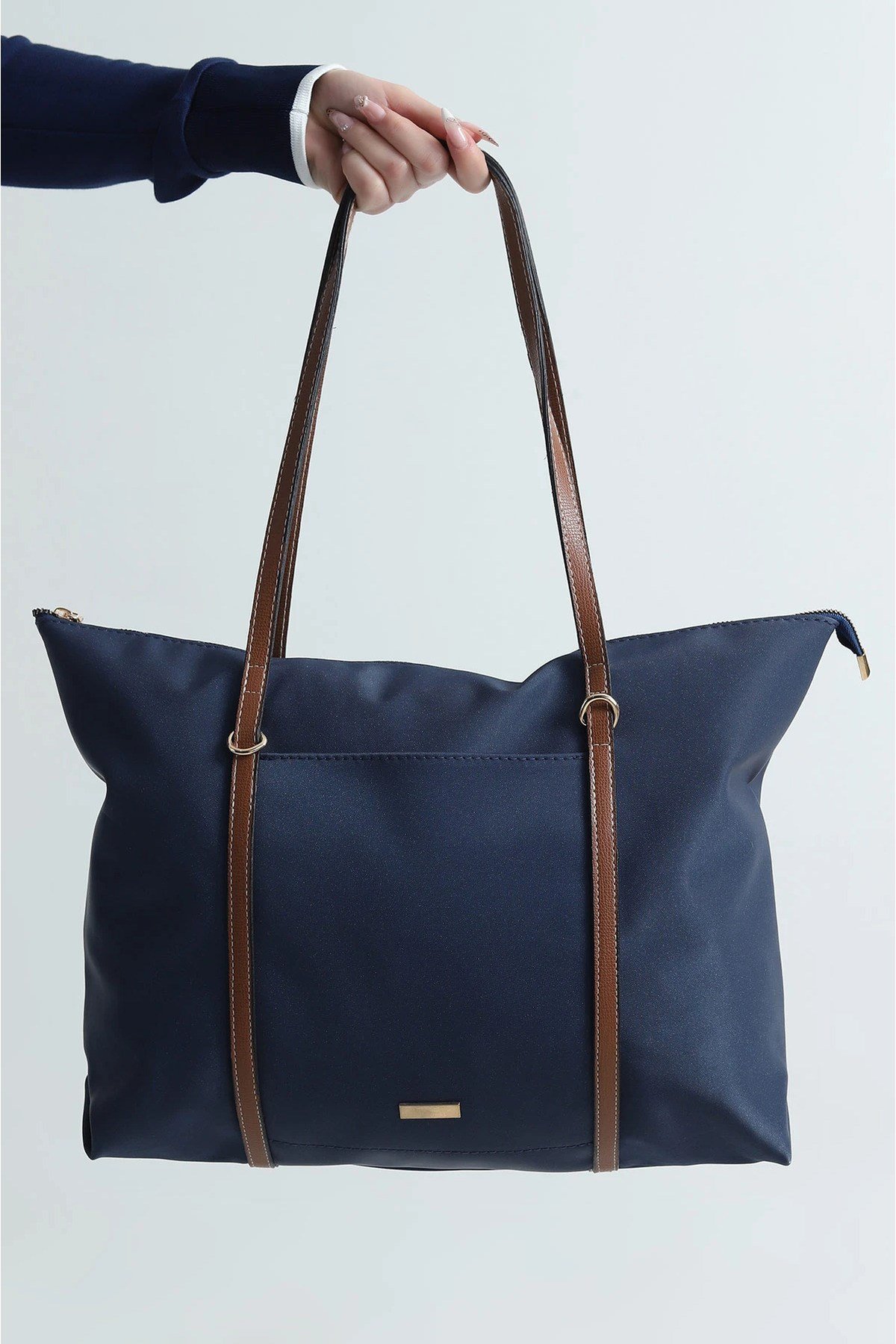 Çift Saplı Paraşüt Kumaş Büyük Boy Shopper Çanta Üniversite Ofis Anne Bebek Omuz Çantası (47x30x15)