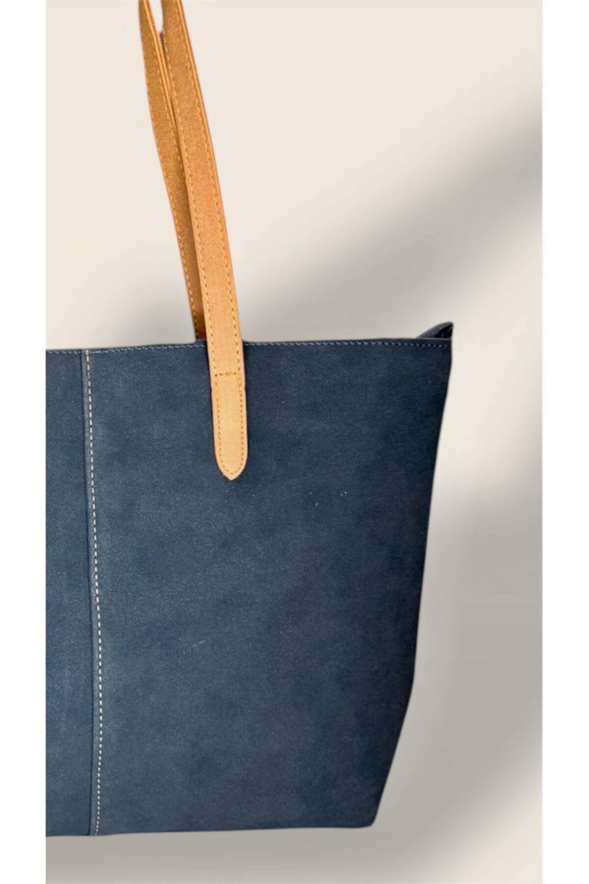 Kadın Süet Geniş Hacimli Fermuarlı Günlük Tote Model Büyük Boy(40x28)