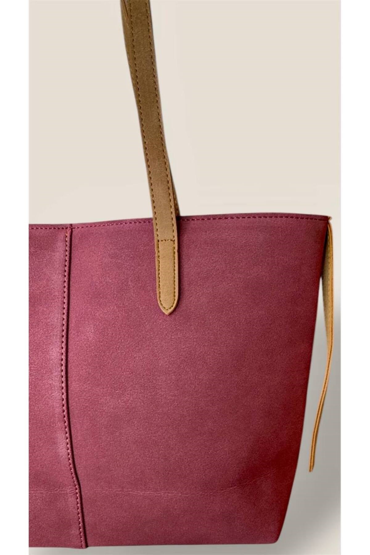 Kadın Süet Geniş Hacimli Fermuarlı Günlük Tote Model Büyük Boy(40x28)