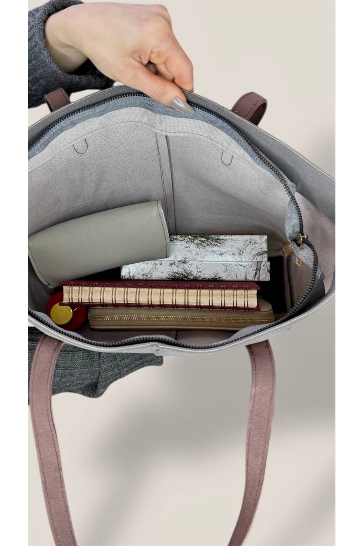 Kadın Süet Geniş Hacimli Fermuarlı Günlük Tote Model Büyük Boy(40x28)