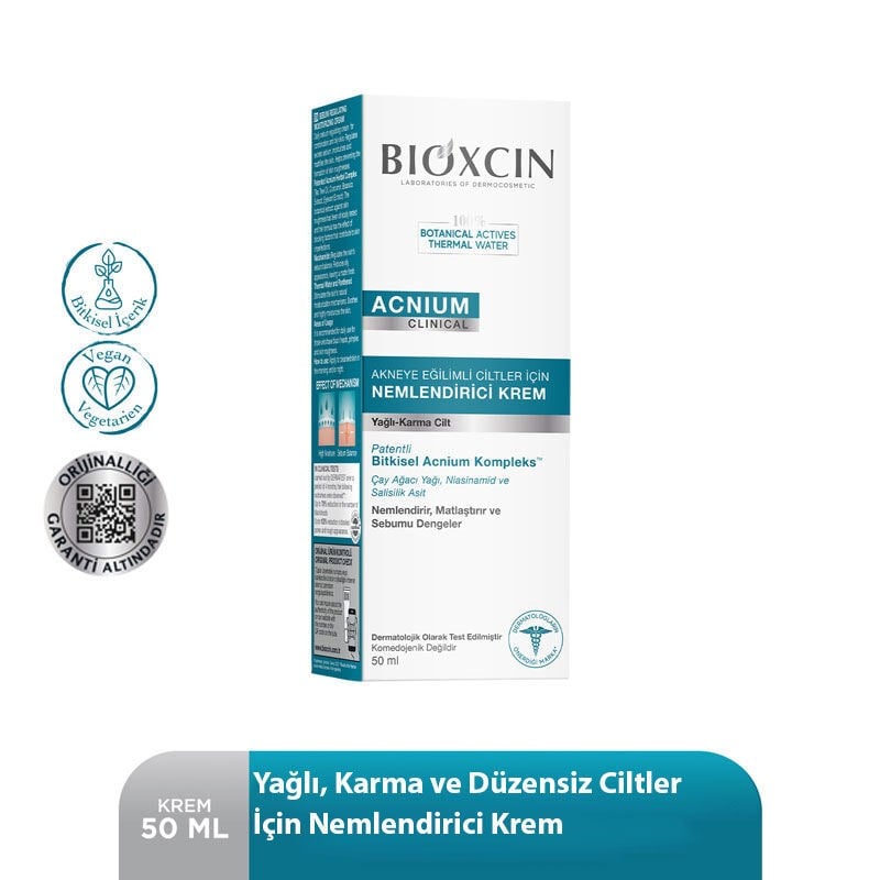 Bioxcin Acnium Sebum Akneye Eğilimli Ciltler İçin Dengeleyici Nemlendirici Krem 50 ml