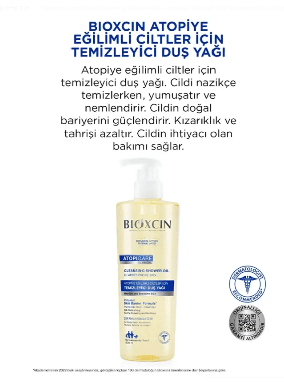 Bioxcin Atopicare Atopiye Eğimli Ciltler İçin Temizleyici Duş Yağı 500 ml