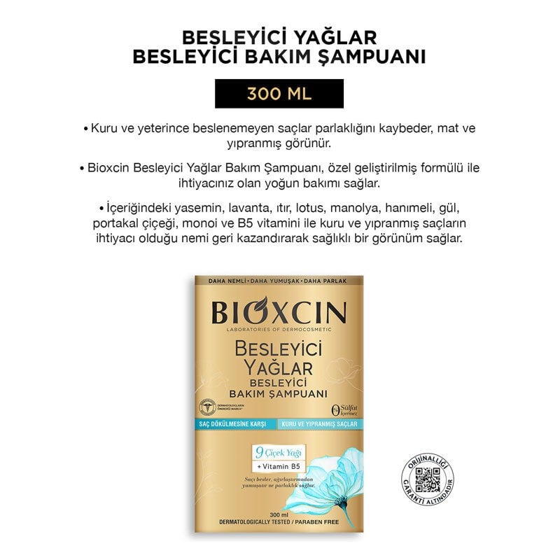 Bioxcin Besleyici Yağlar Saç Bakım Şampuanı 300 ml