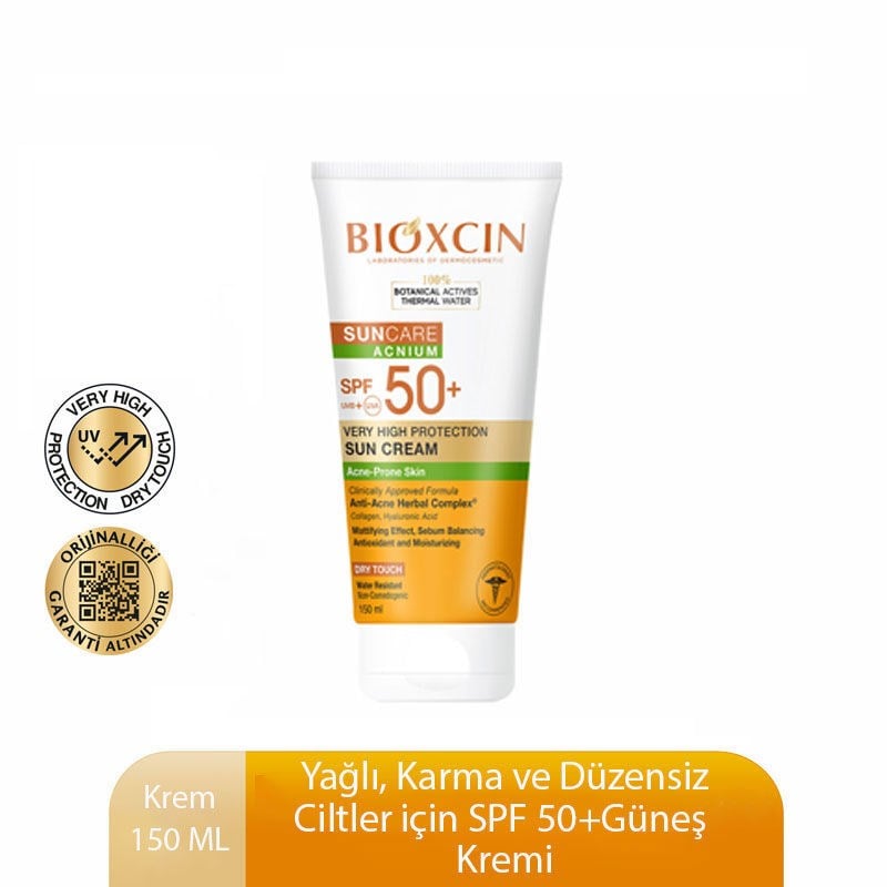 Bioxcin Sun Care Acnium Akneye Eğilimli Ciltler İçin Çok Yüksek Korumalı SPF50+ Güneş Kremi 150 ml