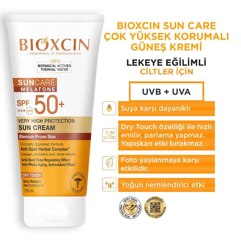 Bioxcin Sun Care Melatone Lekeye Eğilimli Ciltler İçin SPF50+ Güneş Kremi 150 ml